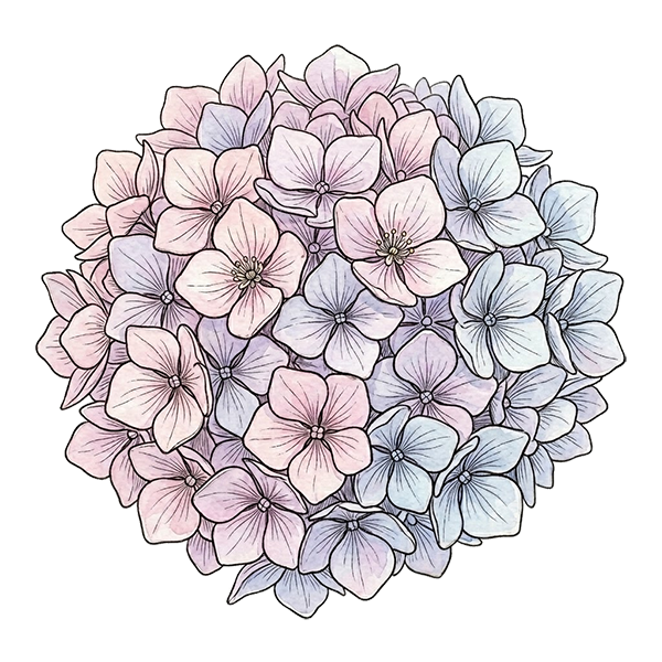 Elegant Birthday Wishes DigiBouquet template Hydrangea flower